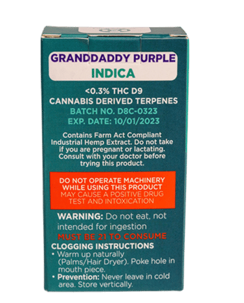 CannaaidShop Delta 8 Cartridges GrandDaddy Purple CDT 1000 mg view 1