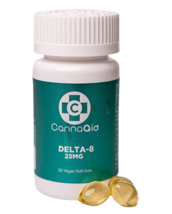 CannaAid Delta 8 Softgel Bottle 30ct Front View