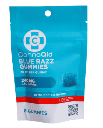 CannaAid Blue Razz Gummies CBC Edibles 240MG