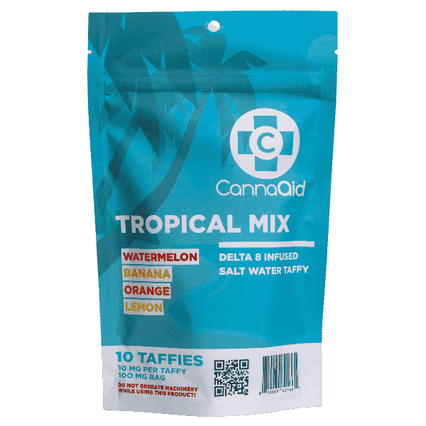 CannaAid Delta 8 Infused Saltwater Taffy Tropical Mix 100MG