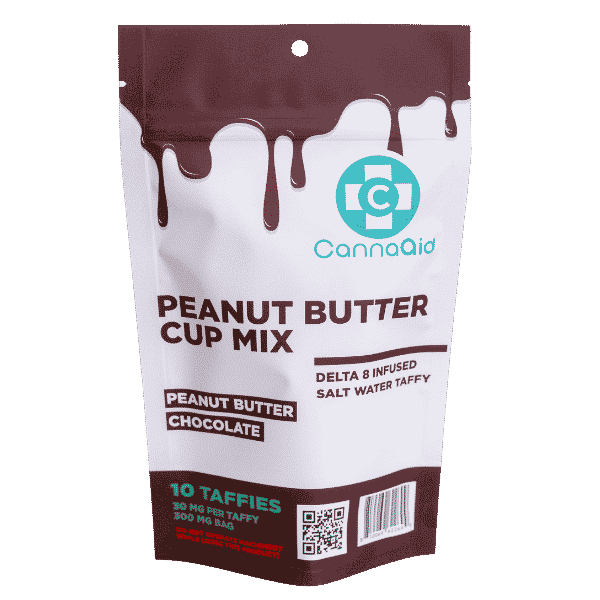 CannaAid Delta 8 Infused Salt Water Taffy Peanut Butter Chocolate 300MG