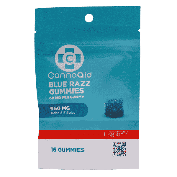 CannaAid Blue Razz Gummies Delta 8 Edibles 960MG