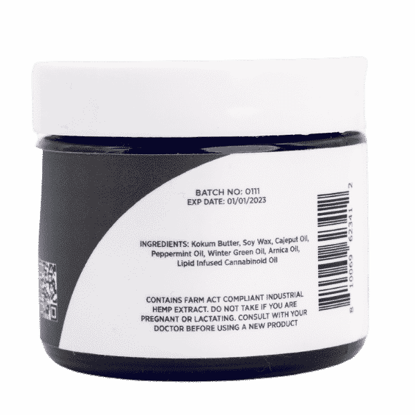 Backside view of Delta 8 Salve 2000 mg