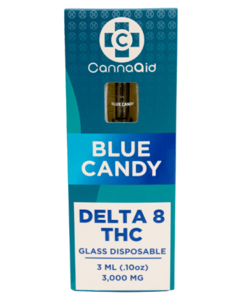 CannaAid Delta 8 THC Glass Disposable Blue Candy 3 ML