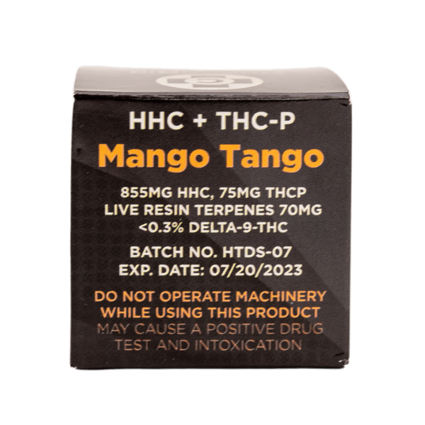 Backside view of HHC + THC-P Diamond Sauce Mango Tango