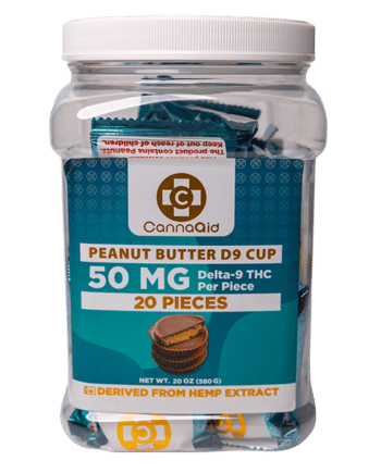 CannaAid Delta 9 Peanut Butter Cups 50mg Bottle View 3