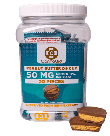 CannaAid Delta 9 Peanut Butter Cups 50mg Bottle View 4