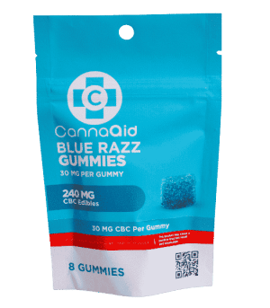 CannaAid Blue Razz Gummies CBC Edibles 240MG