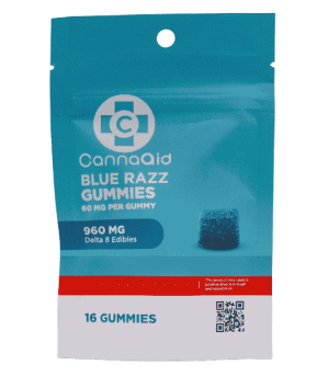 CannaAid Blue Razz Gummies Delta 8 Edibles 960MG