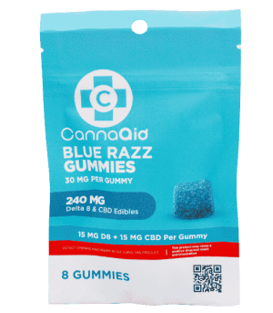 CannaAid Delta 8+CBD Blue Razz Gummies 240 mg