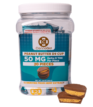 CannaAid Delta 9 Peanut Butter Cups 50mg Bottle View 4