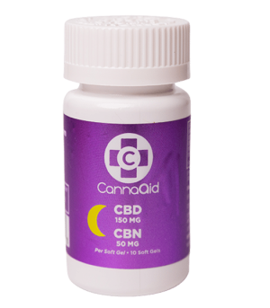 CannaAid CBD + CBN Softgel Bottle 10ct Front View 1